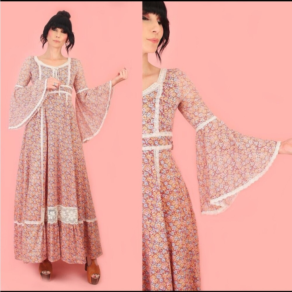 Vintage 70s maxi dress XXS/XS